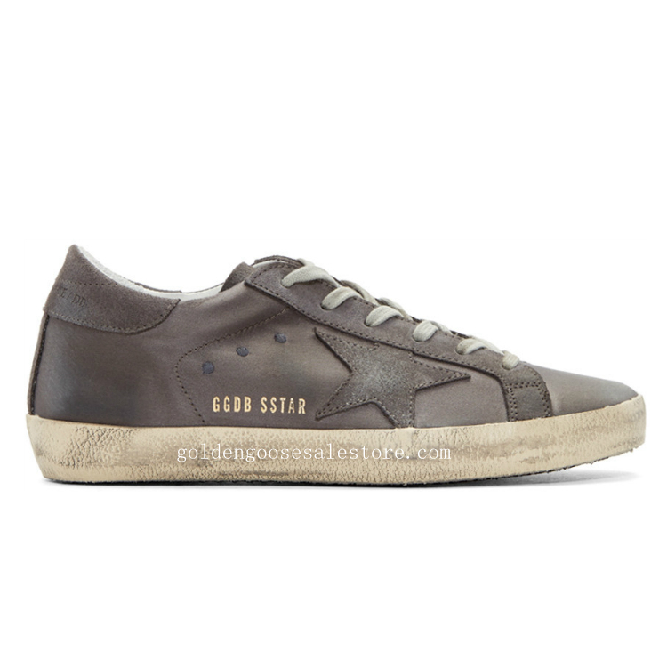 Golden Goose Deluxe Brand Men Superstar Sneakers Grey Satin in Leather and Suede Star GMS310103